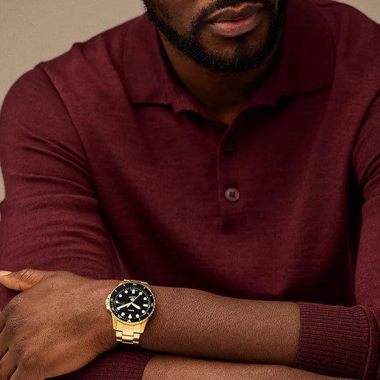 FOSSIL FS6035 - REFINED ELEGANCE WITH STAINLESS STEEL & BLACK DIAL Men's Watch-i-Watch-2