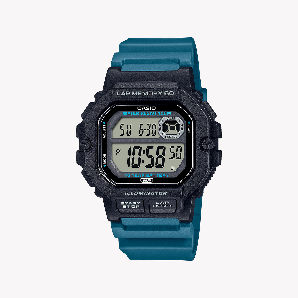 CASIO WS-1400H-3AVDF DYNAMIC ADVENTURER - SPORTY MEN'S WATCH with Black Resin Case and Blue Band