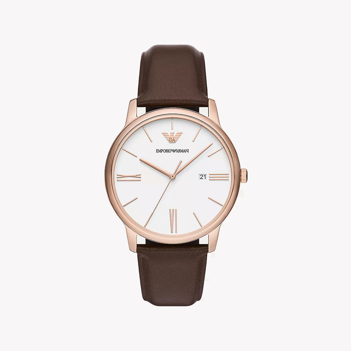 EMPORIO ARMANI AR11572 - SOPHISTICATED ROSE GOLD MEN'S WATCH WITH LEATHER BAND