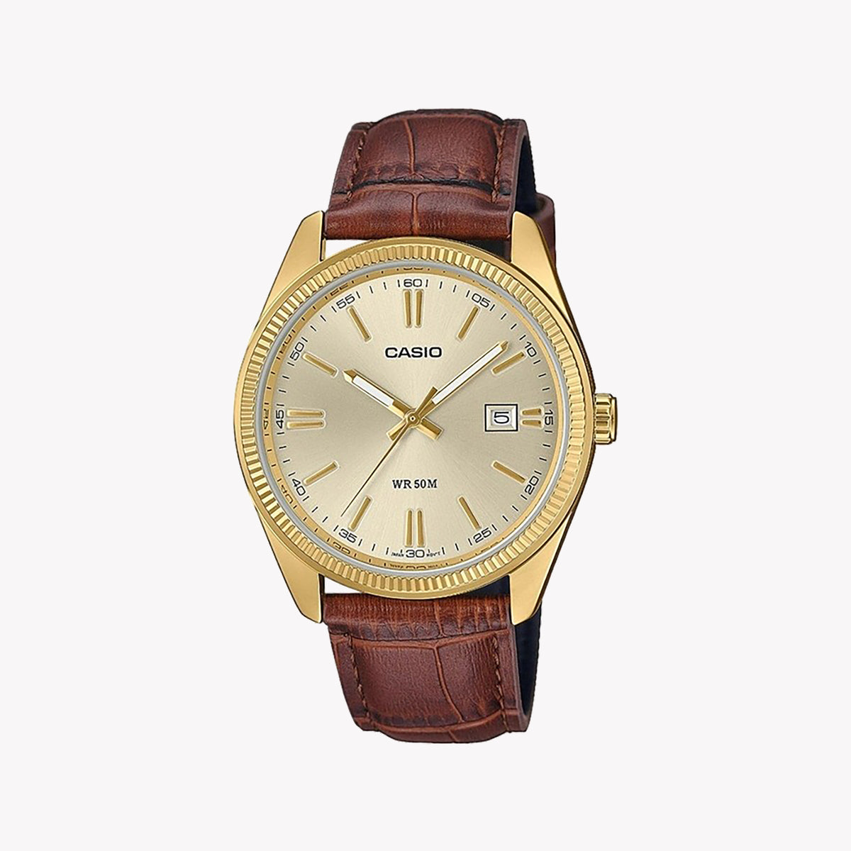 CASIO MTP-1302PGL-9AVEF - TIMELESS ELEGANCE MEN'S WATCH WITH GOLD-TONE CASE & BROWN LEATHER STRAP