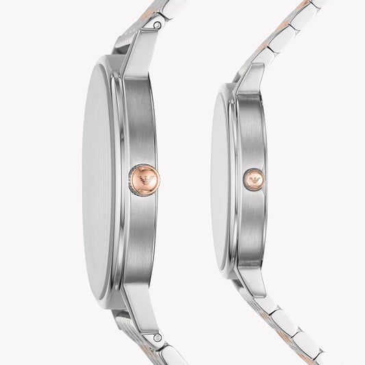 EMPORIO ARMANI AR90008 - ELEGANT TIMEPIECE FOR THE MODERN WOMAN - SILVER & GOLD STAINLESS STEEL WATCH-i-Watch-2