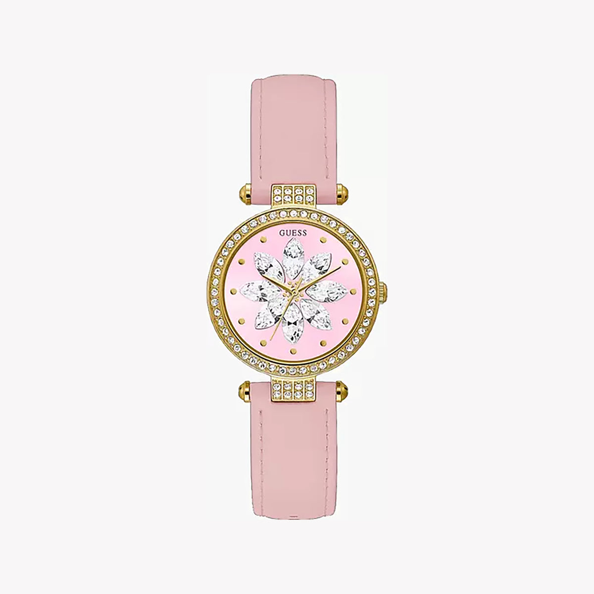 GUESS GW0382L1 PINK CHARM - PLAYFUL FEMININE TIMEPIECE WITH GOLD ACCENTS & LEATHER BAND