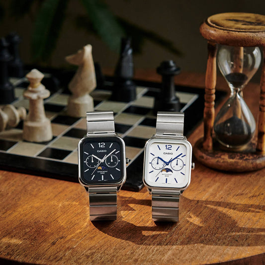 CASIO MTP-M305D-7AVDF - RUGGED ELEGANCE MEN'S ANALOG WATCH with Silver Stainless Steel Band & White Dial-i-Watch-2