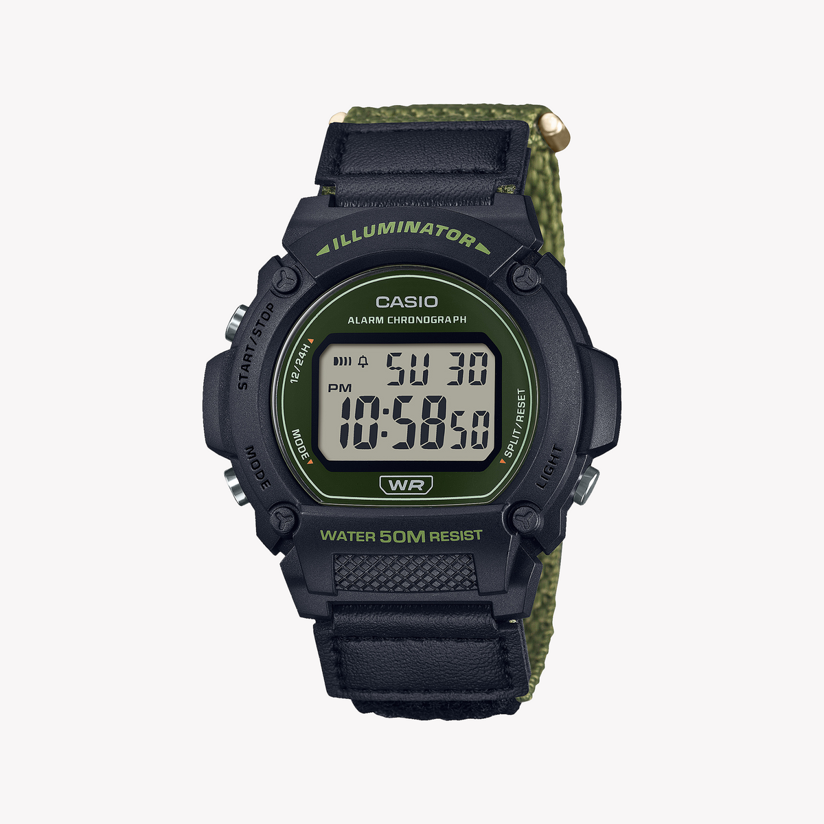 CASIO W-219HB-3AVDF SPORTY EDGE - DYNAMIC STYLE & FUNCTIONALITY Unisex Watch with bold black case and vibrant green band