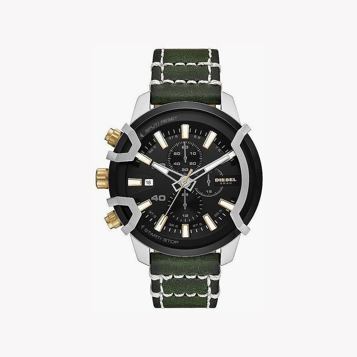 DIESEL DZ4585 BOLD ADVENTURE - MEN'S CHRONOGRAPH WATCH WITH BLACK DIAL & GREEN LEATHER BAND