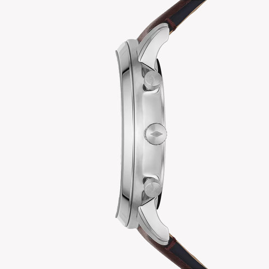 FOSSIL FS6018SET ELEGANCE - MODERN MEN'S TIMEPIECE WITH BLUE DIAL & BROWN LEATHER STRAP-i-Watch-2