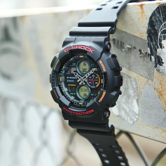CASIO G-SHOCK GA-140-1A4DR SPORTY STYLE - MEN'S BLACK RESIN ADVENTURE TIMEPIECE-i-Watch-2