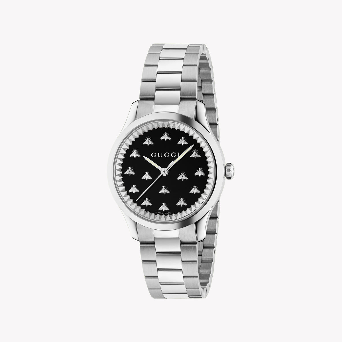 GUCCI YA1265034 - ELEGANT SOPHISTICATION WOMEN'S TIMEPIECE WITH BLACK DIAL & SILVER BRACELET