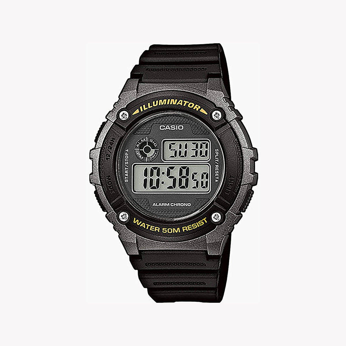 CASIO W-216H-1BVDF SPORTY ELEGANCE - MEN'S BLACK RESIN WATCH WITH DIGITAL DISPLAY & WATER RESISTANCE