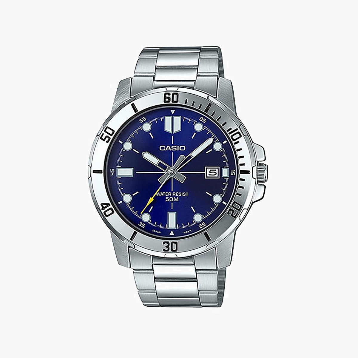 CASIO MTP-VD01D-2EVUDF - SPORTY ELEGANCE UNISEX TIMEPIECE WITH BLUE DIAL AND STAINLESS STEEL BAND