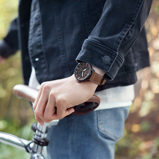 CITIZEN Eco-Drive BM7395-11E: Bold Sophistication - Men's Black & Brown Leather Watch-i-Watch-2