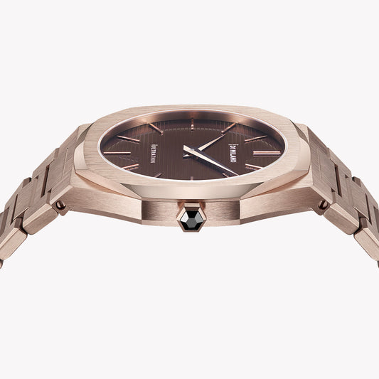 D1 MILANO Unisex Rose Gold & Brown Stainless Steel Watch | D1-UTBJ13