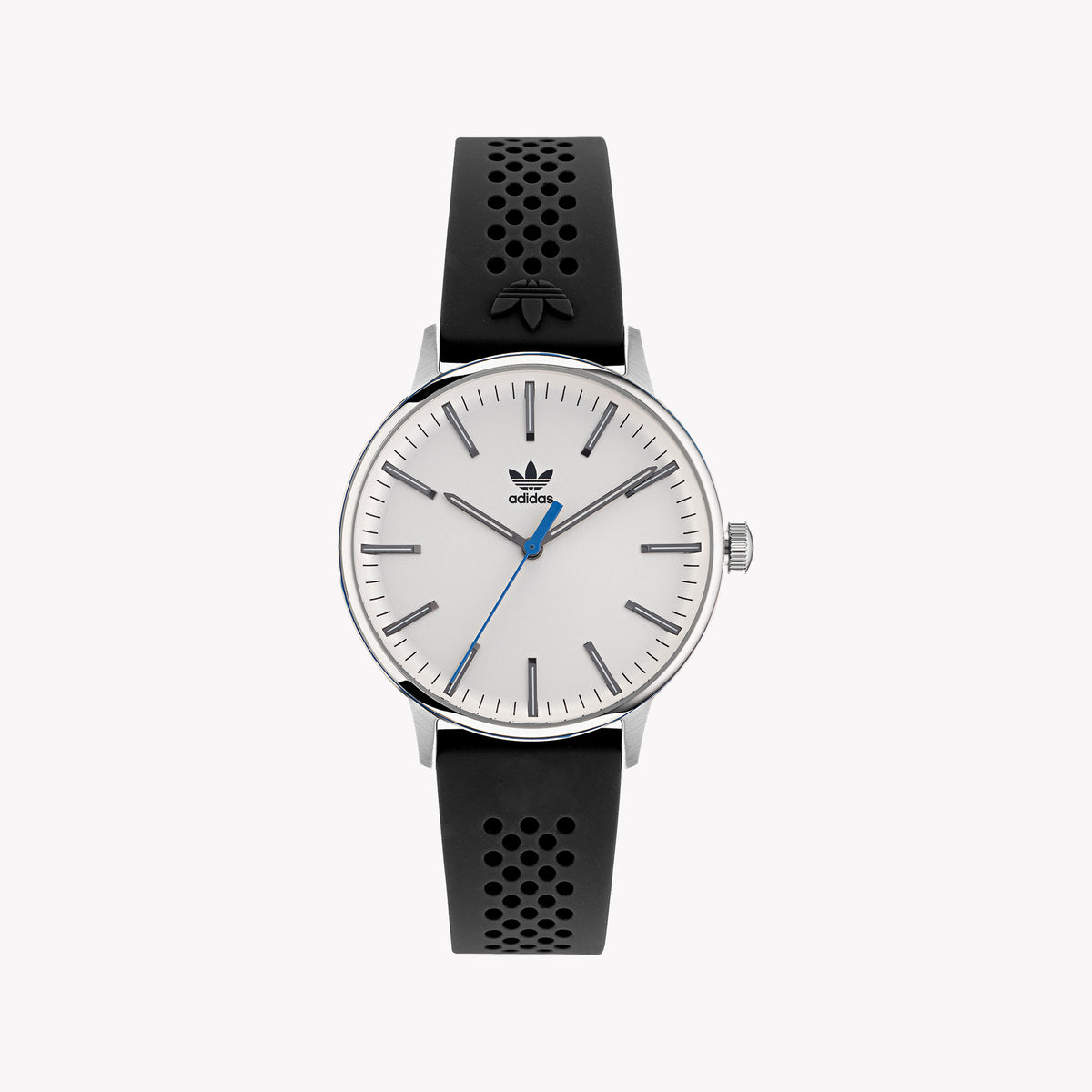 Adidas Unisex Silver Stainless Steel & Black Silicone Watch Aosy22021