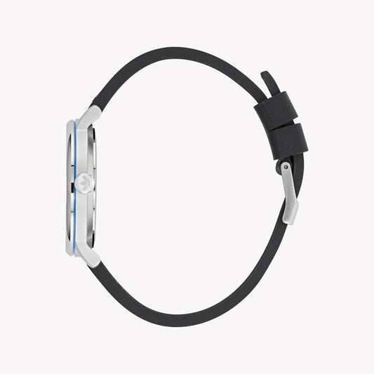 Adidas Unisex Silver Stainless Steel & Black Silicone Watch Aosy22021