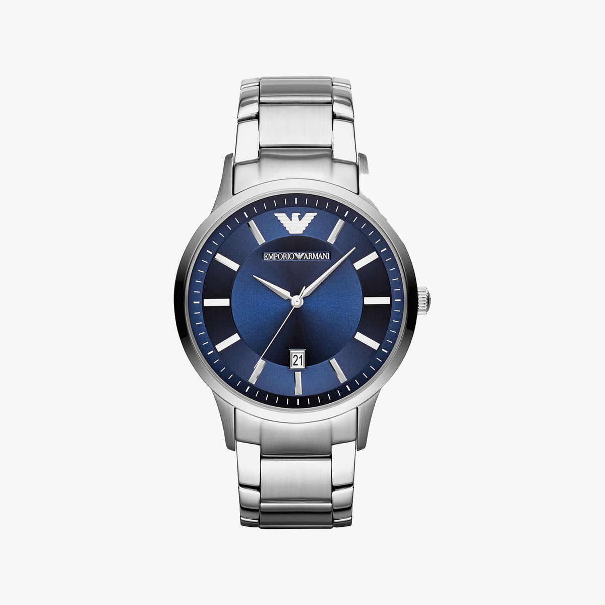 EMPORIO ARMANI AR11180 - BOLD ELEGANCE IN SILVER & BLUE MEN'S WATCH