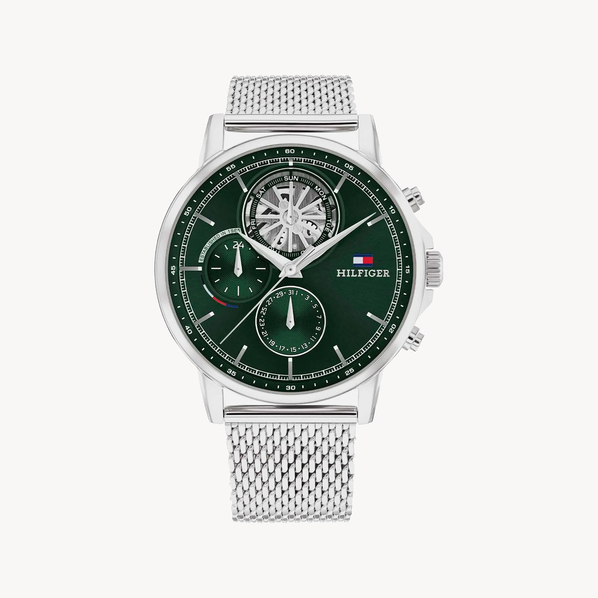TOMMY HILFIGER 1692157 - MODERN SOPHISTICATION MEN'S WATCH WITH SILVER STAINLESS STEEL & VIVID GREEN DIAL