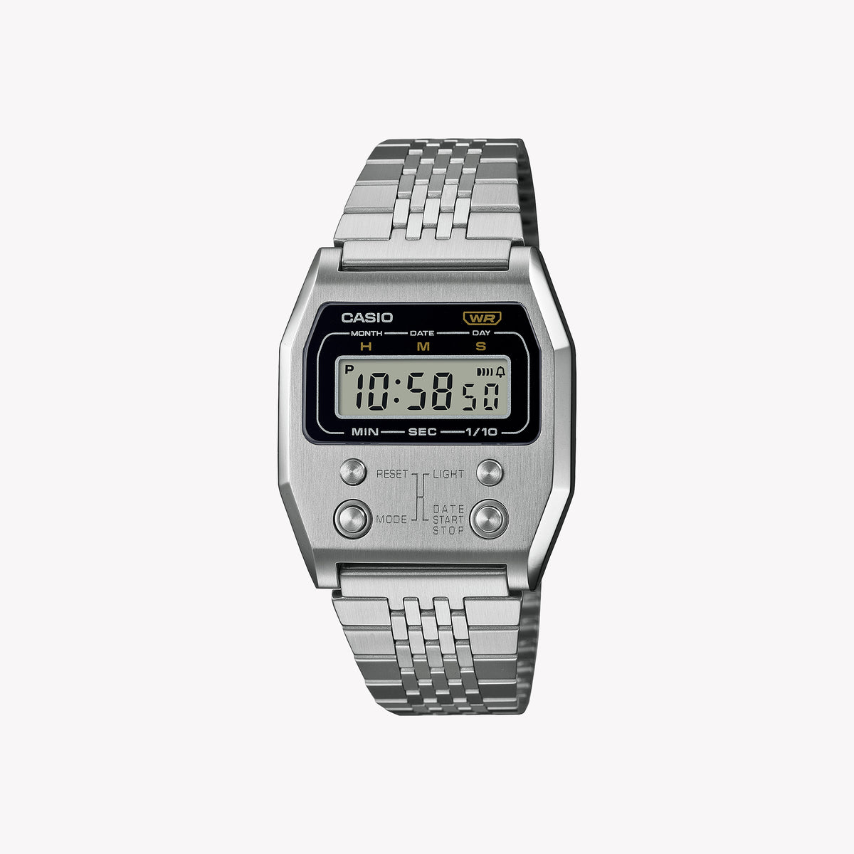 CASIO A1100D-1 DYNAMIC VERSATILITY - MODERN DIGITAL STAINLESS STEEL WATCH FOR ACTIVE LIFESTYLES