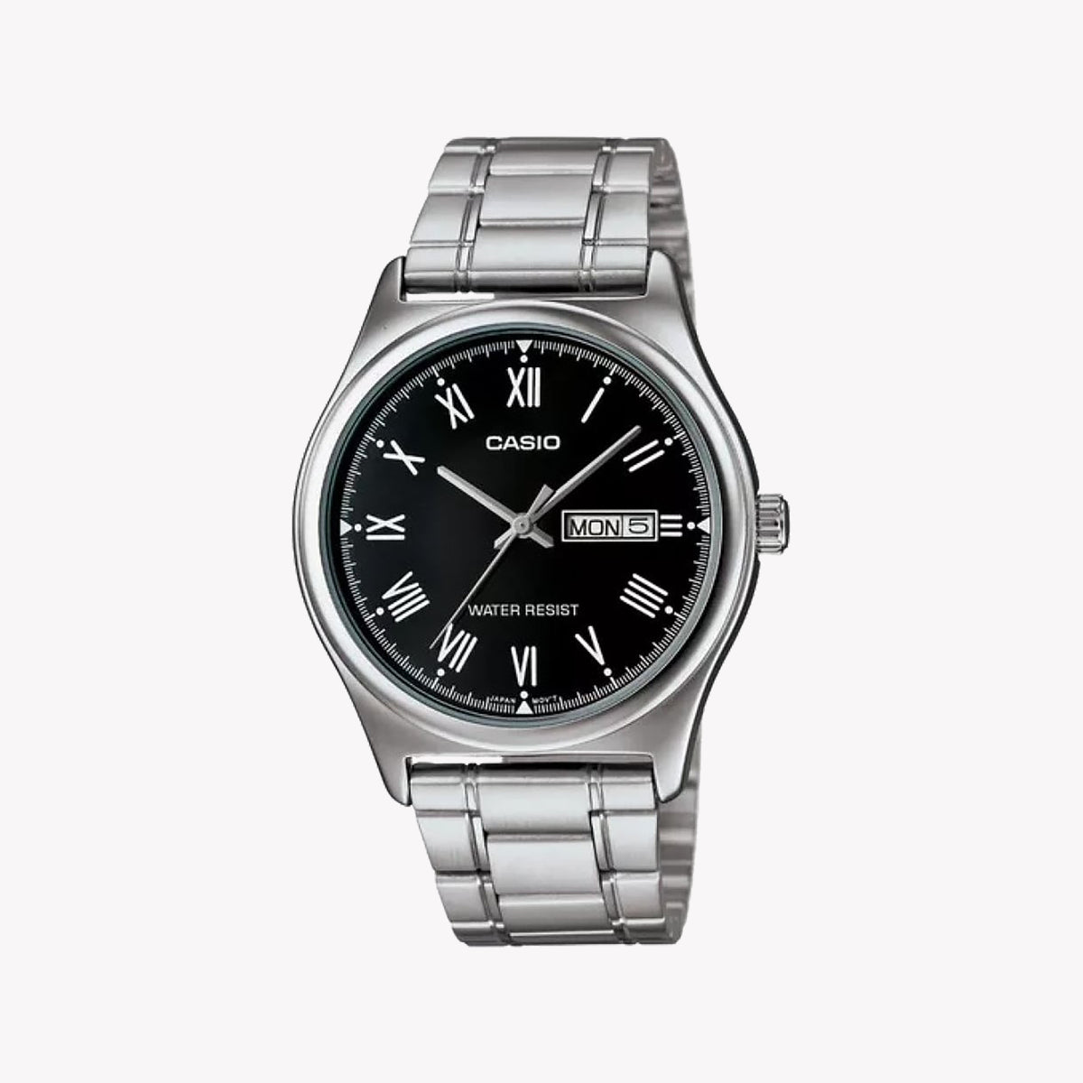 MTP-V006D-1BUDF - CLASSIC SILVER STAINLESS STEEL MEN'S WATCH WITH DAY & DATE FUNCTION