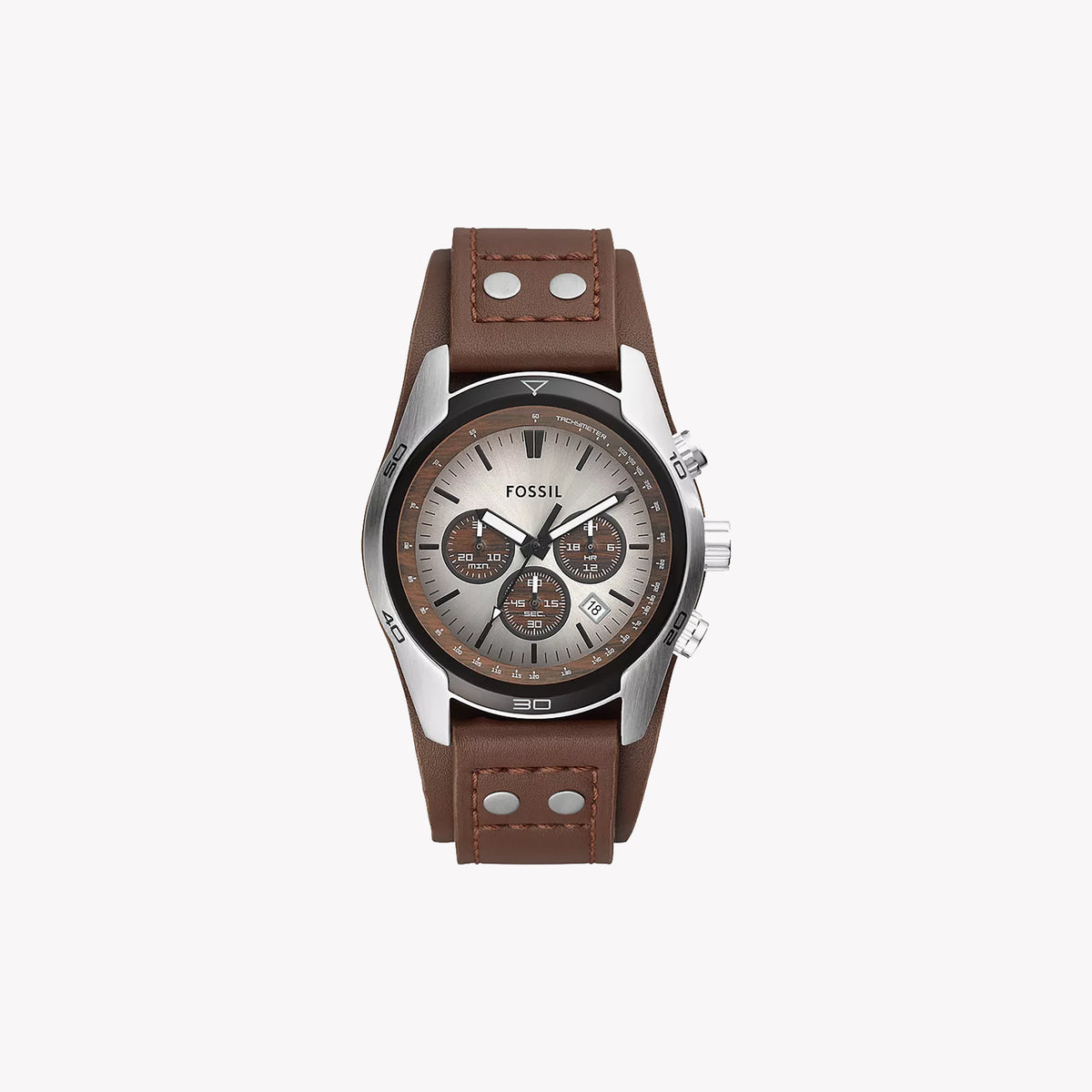 FOSSIL CH2565 ELEGANT TIMEPIECE - MEN'S STAINLESS STEEL CHRONOGRAPH WITH BROWN LEATHER STRAP
