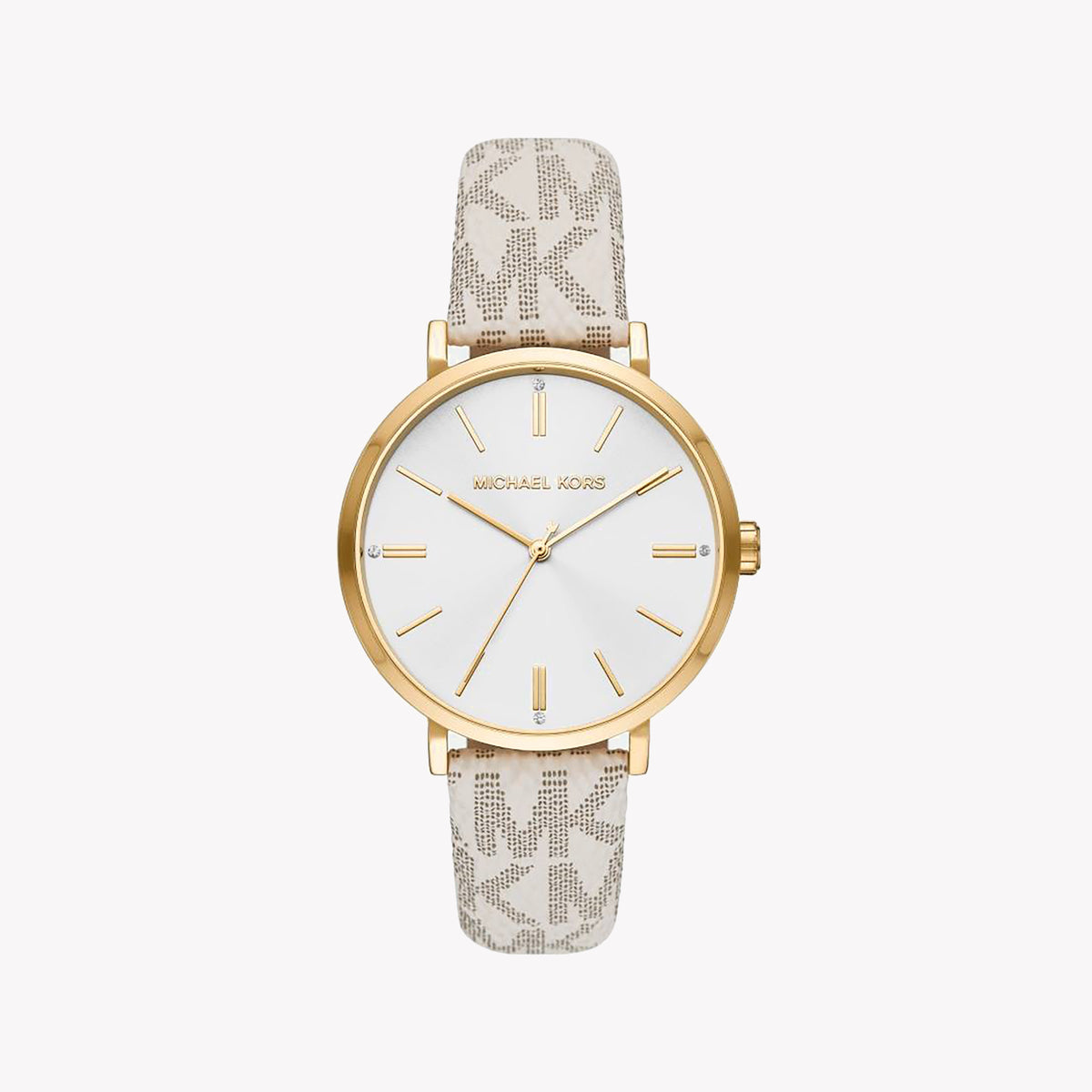 MICHAEL KORS MK2946 - BOLD SOPHISTICATION UNISEX TIMEPIECE WITH GOLD STAINLESS STEEL & BEIGE LEATHER BAND