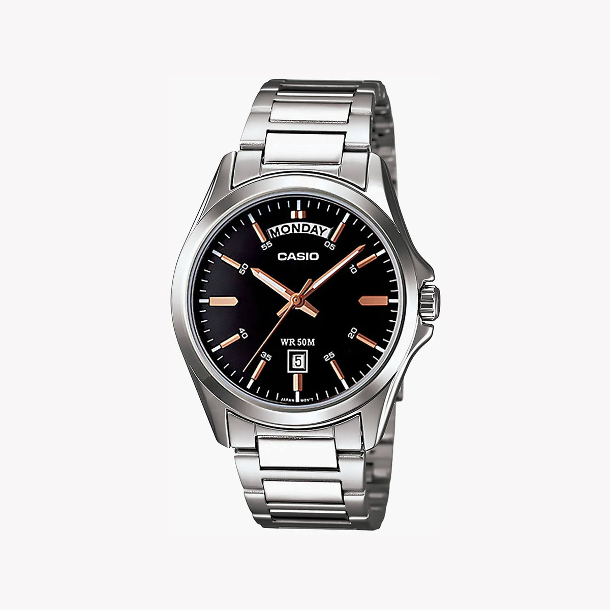 CASIO MTP-1370D-1A2VDF - ELEGANT STRENGTH MEN'S ANALOG TIMEPIECE WITH BLACK DIAL AND STAINLESS STEEL BRACELET