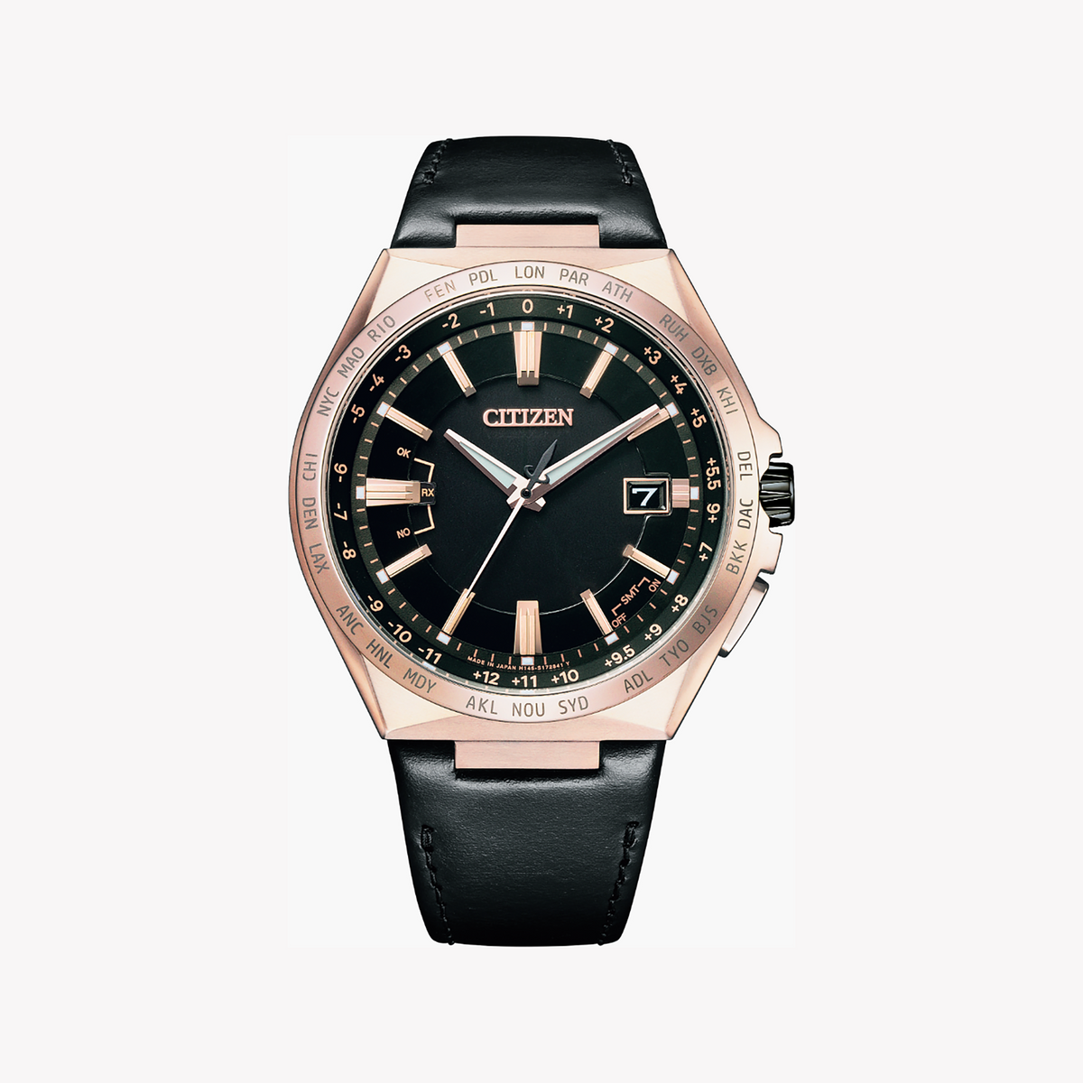 CITIZEN Eco-Drive CB0217-04E - MODERN MEN'S TIMEPIECE: ROSE GOLD & BLACK CALF LEATHER