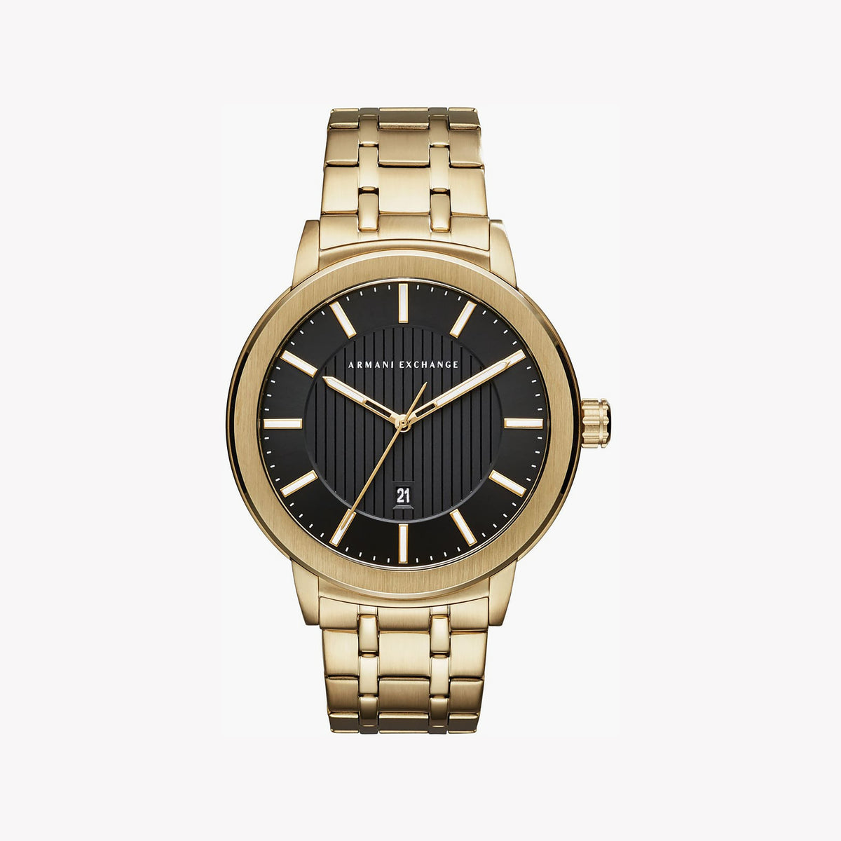 ARMANDI EXCHANGE AX1456 GOLD STUNNER - MEN'S LUXURY TIMEPIECE WITH BLACK DIAL & STAINLESS STEEL BAND