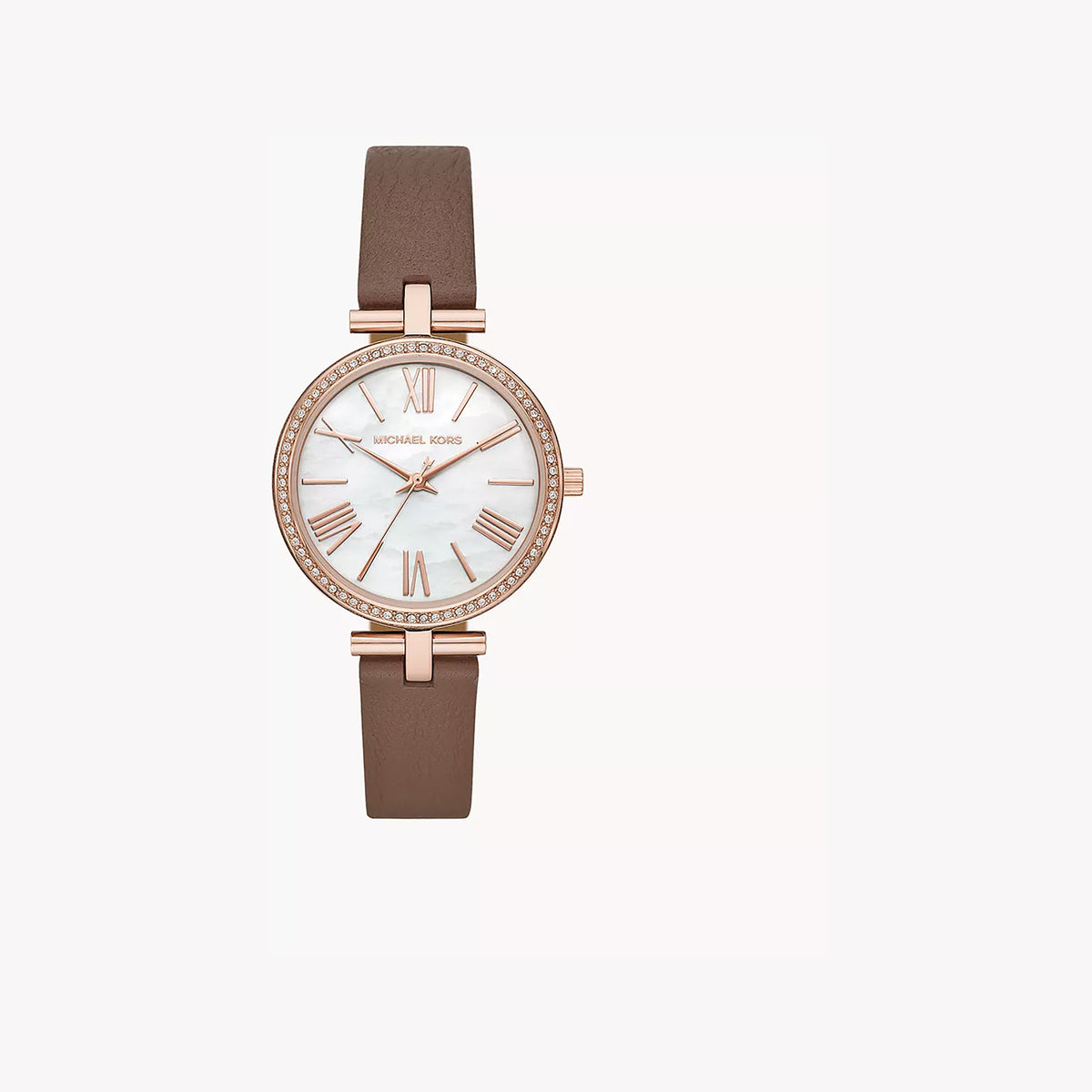 MICHAEL KORS MK2832 ROSE GOLD GLAM - ELEGANT WOMEN'S WATCH WITH LEATHER BAND & WHITE DIAL