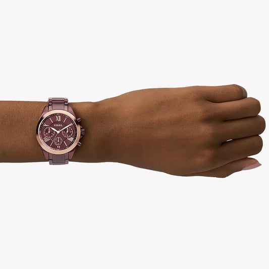 FOSSIL BQ3281 - ELEGANT RED DIAL WOMEN'S WATCH WITH STYLISH WINE STRAP-i-Watch-2