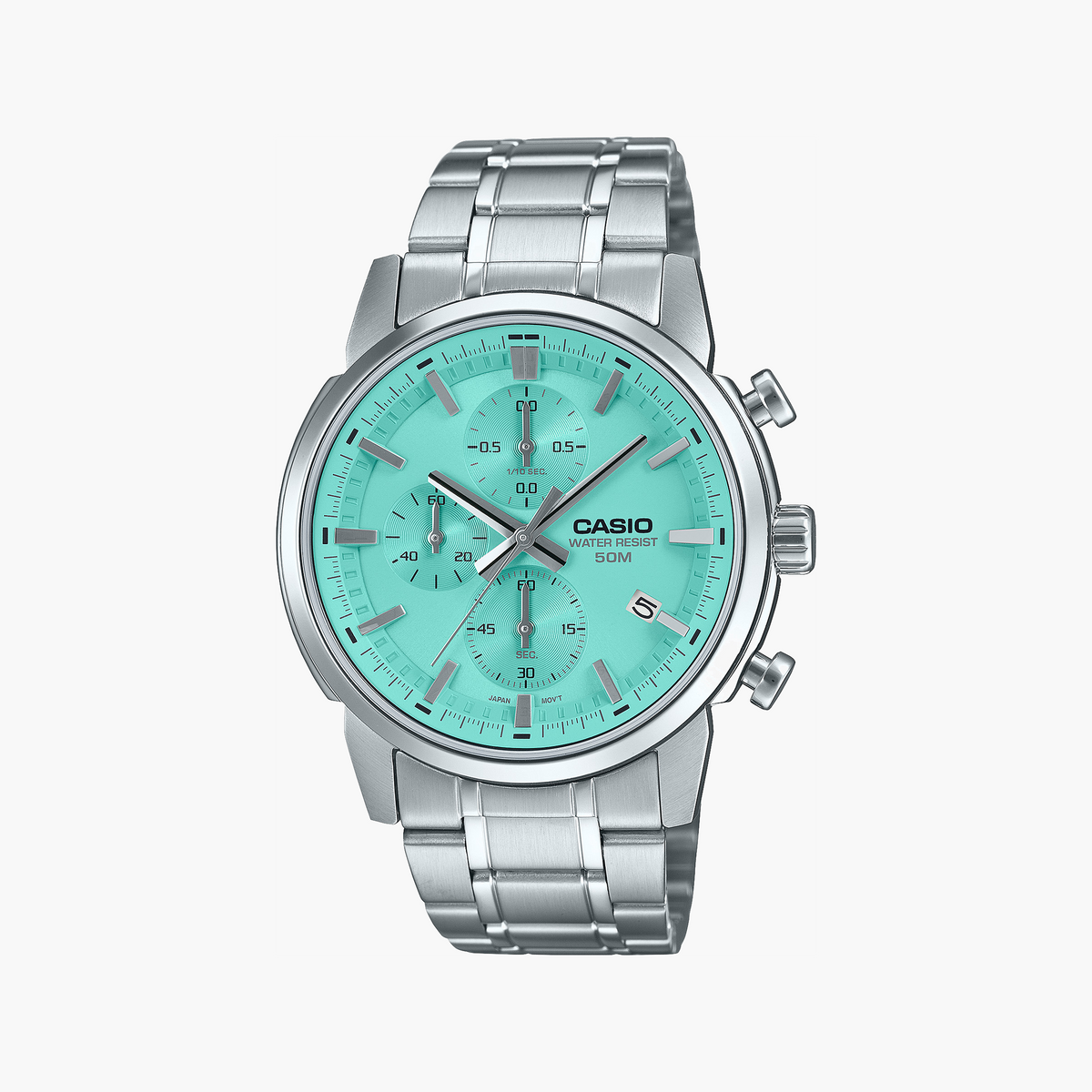 Casio CHRONO DATE Silver AQUA MTP-E510D-2AVDF - Stylish Watch-i-Watch