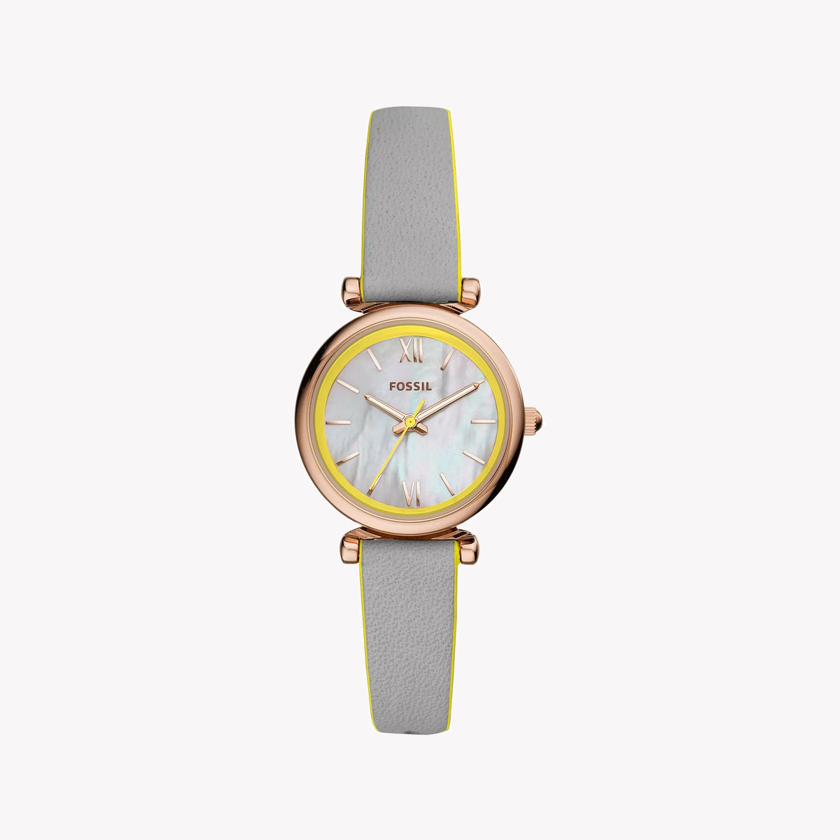 FOSSIL ES4834 - ELEGANT GOLD-ACCENTED WOMEN'S WATCH WITH SILVER LEATHER BAND