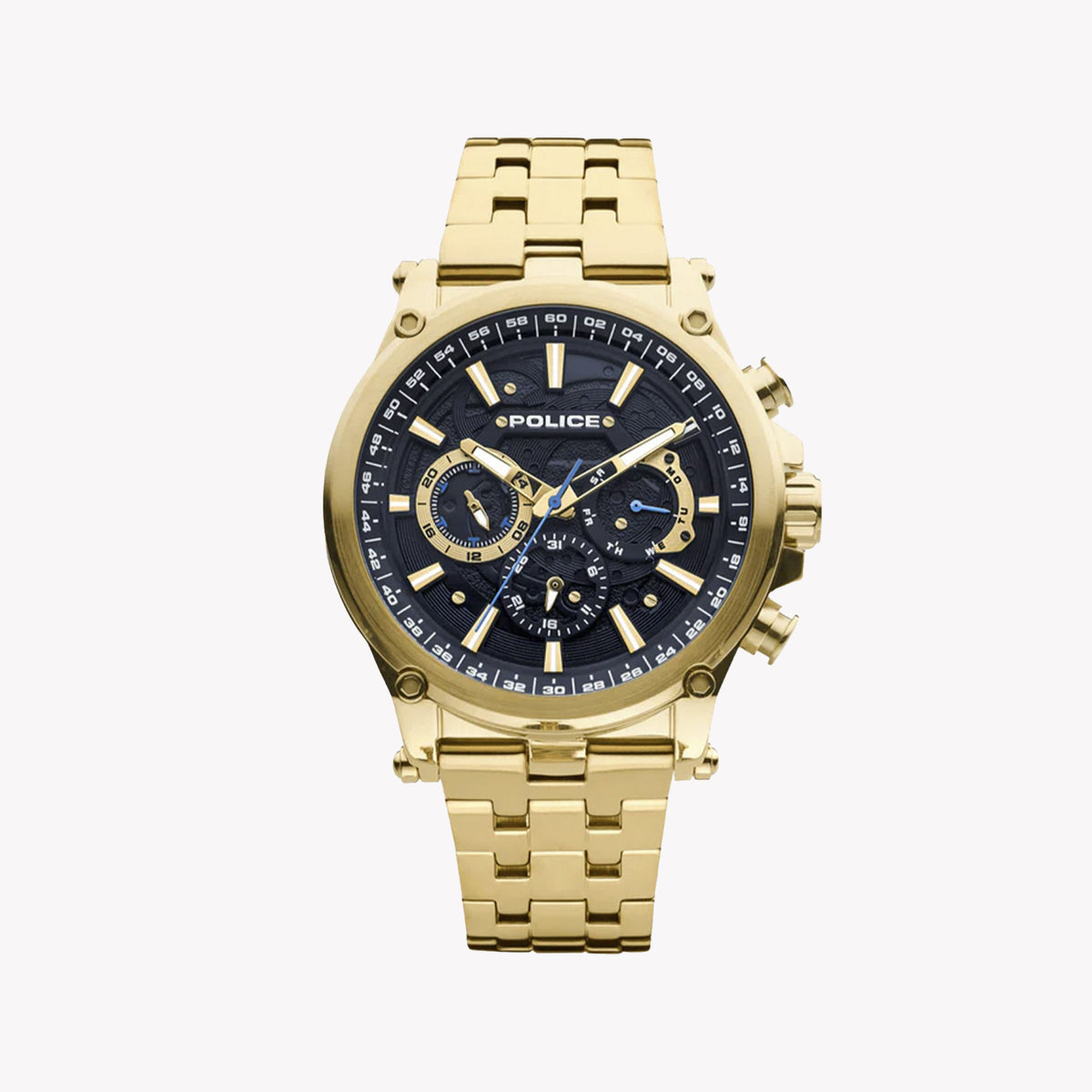 POLICE PEWJK2110801 - ELEGANT OPULENCE MEN'S WATCH WITH GOLD ACCENTS & BLUE DIAL