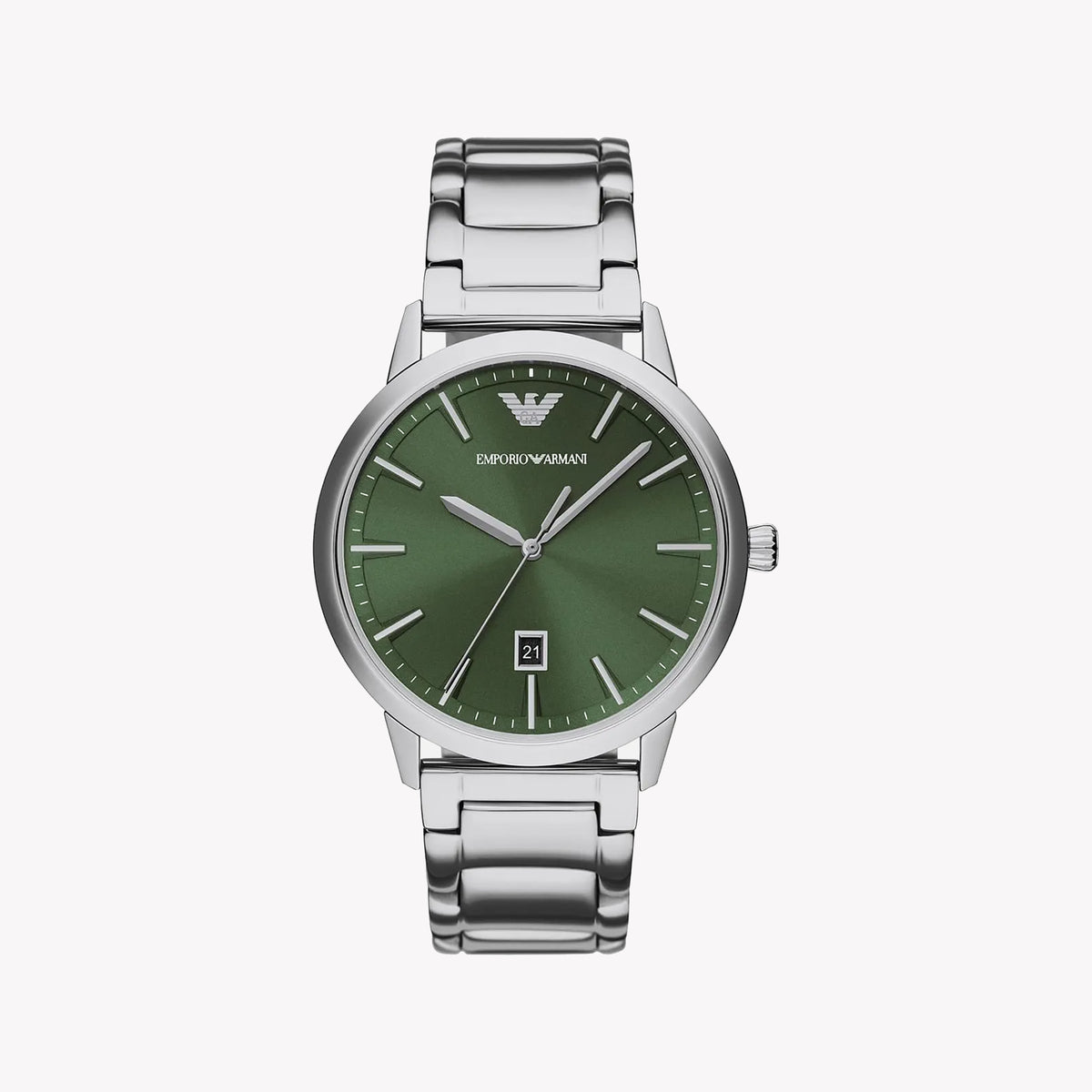 EMPORIO ARMANI AR11575 - BOLD SOPHISTICATION MEN'S WATCH WITH STRIKING GREEN DIAL & SILVER STAINLESS STEEL BAND
