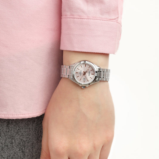 CASIO LTP-1308D-4AVDF - SPORTY ELEGANCE FOR THE MODERN WOMAN - ROSE GOLD DIAL & SILVER CASE-i-Watch-2