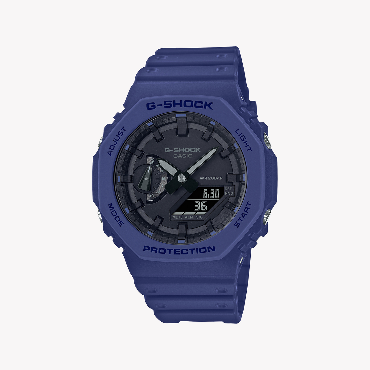 CASIO G-SHOCK GA-2100-2ADR OAK SPORTY INGENUITY - MEN'S WATCH WITH BLUE DIAL & PURPLE CASE