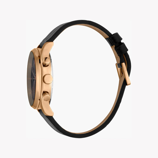 ESPRIT MEN'S TIMEPIECE - ELEGANT BLACK LEATHER & ROSE GOLD ROUND WATCH-i-Watch-2