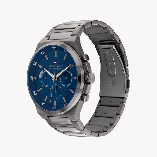 TOMMY HILFIGER 1687494 MEN'S TIMEPIECE - MODERN GREY STAINLESS STEEL & BLUE DIAL ELEGANCE-i-Watch-2