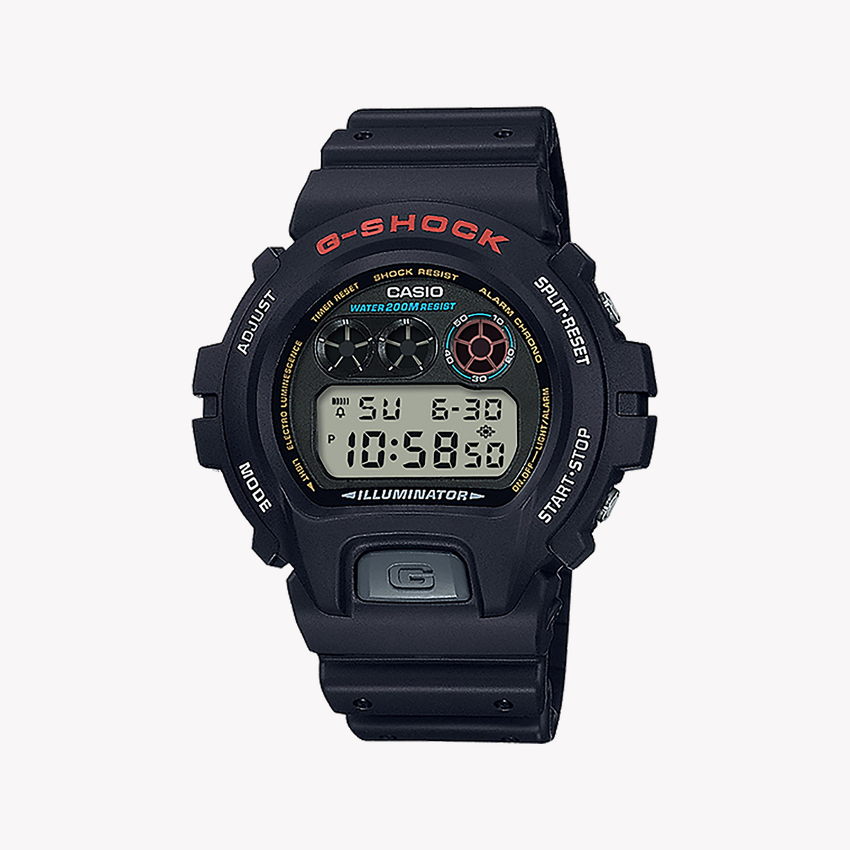 CASIO G-SHOCK DW-6900-1VDR - BOLD ADVENTURER SERIES Men's Watch with black resin band and striking digital dial