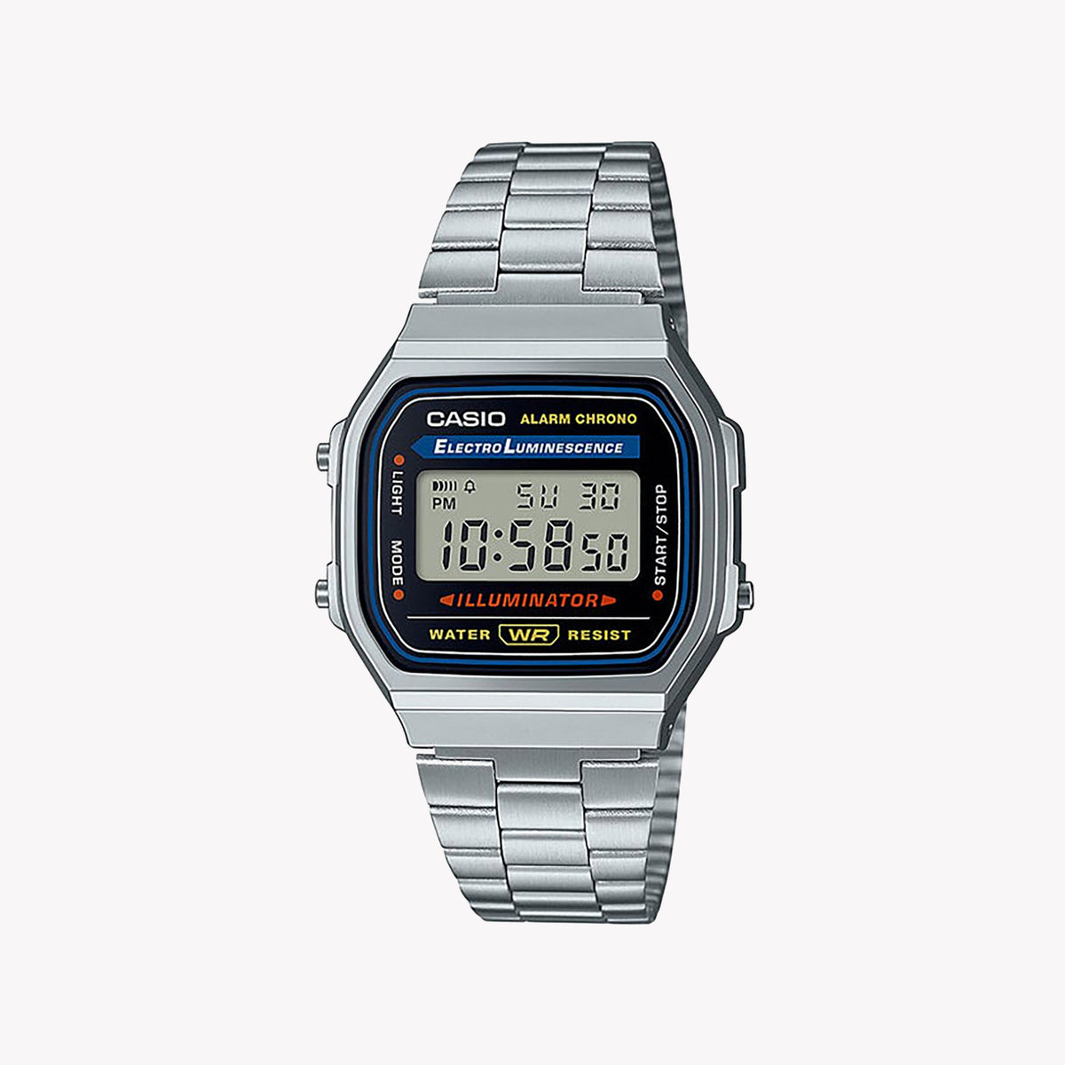 CASIO A168WA-1YES TIMEPIECE - ELEGANTLY FUNCTIONAL UNISEX WRISTWATCH WITH METAL STRAP