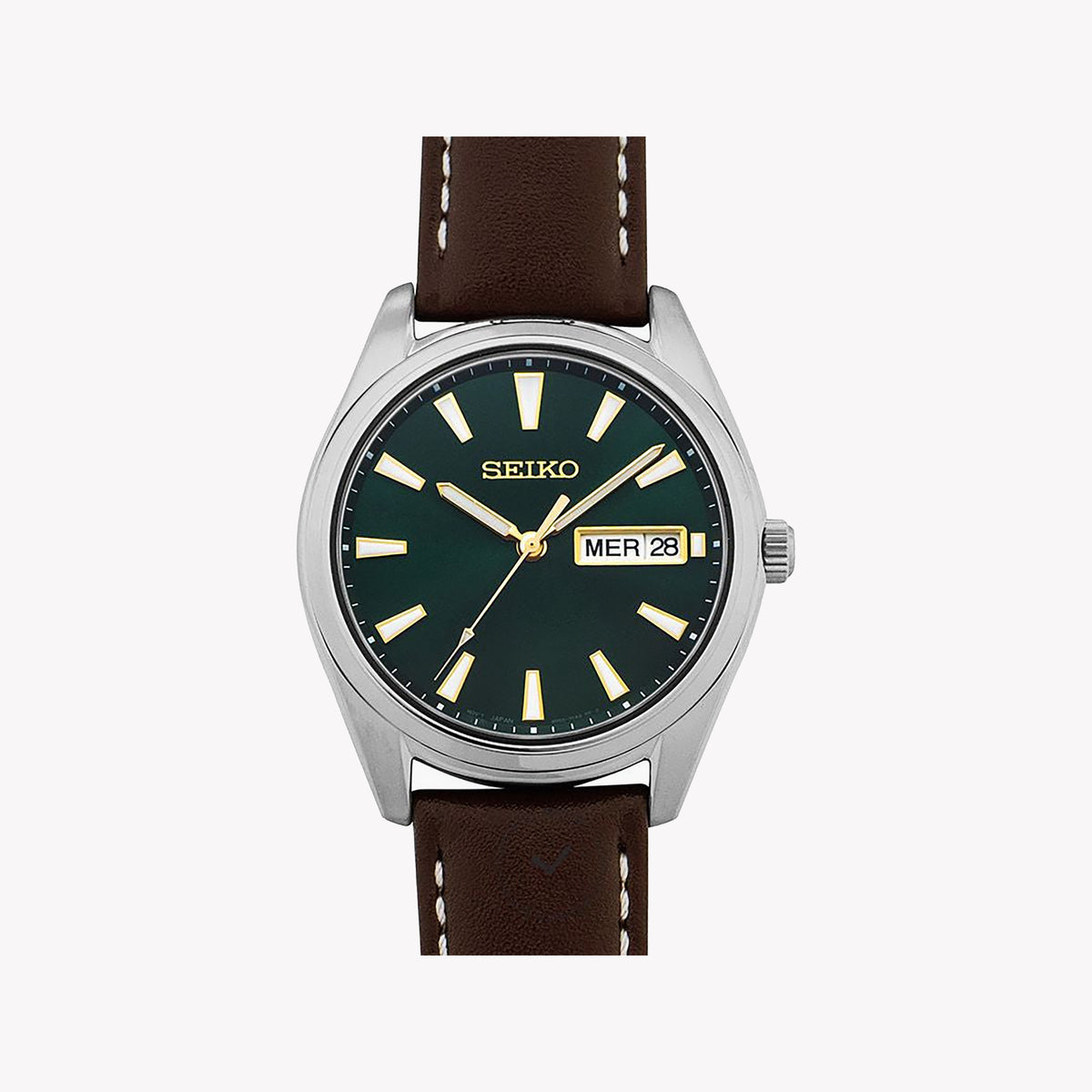 SEIKO SUR449P1 Men's Watch - Elegant Dark Green Dial, Leather Band-i-Watch