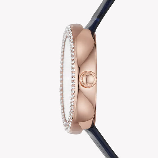 EMPORIO ARMANI AR11434 - TIMELESS ELEGANCE: BLUE LEATHER-STRAPPED WOMEN'S WATCH-i-Watch-2