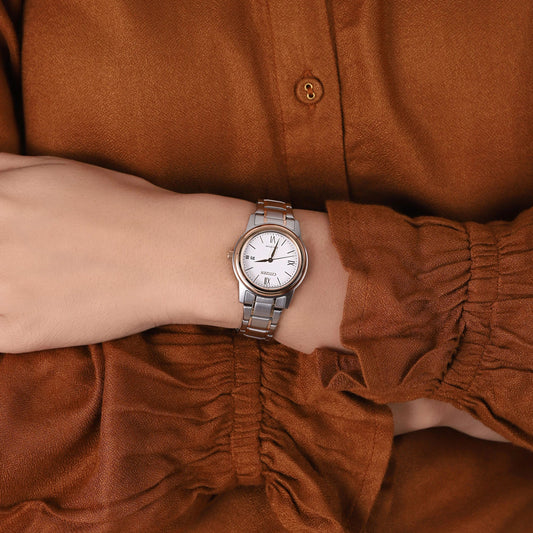 CITIZEN FE1226-82A - ELEGANT CHARM: Women's Stainless Steel Watch with Date & Crystal Accents-i-Watch-2