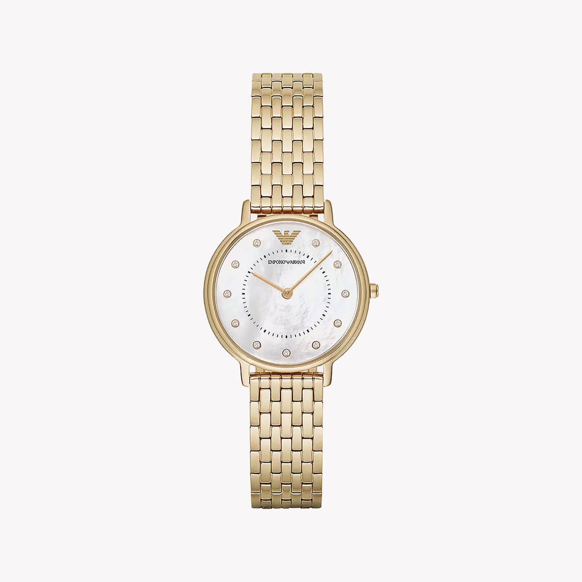 EMPORIO ARMANI AR11007 ELEGANT GOLD - TIMELESS WOMEN’S WATCH WITH WHITE DIAL AND STAINLESS STEEL BAND