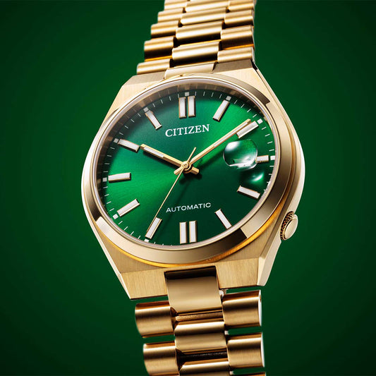 CITIZEN NJ0152-51X GOLD STUNNER - SOPHISTICATED AUTOMATIC MEN'S WATCH with GREEN DIAL & 5 ATM WATER RESISTANCE-i-Watch-2