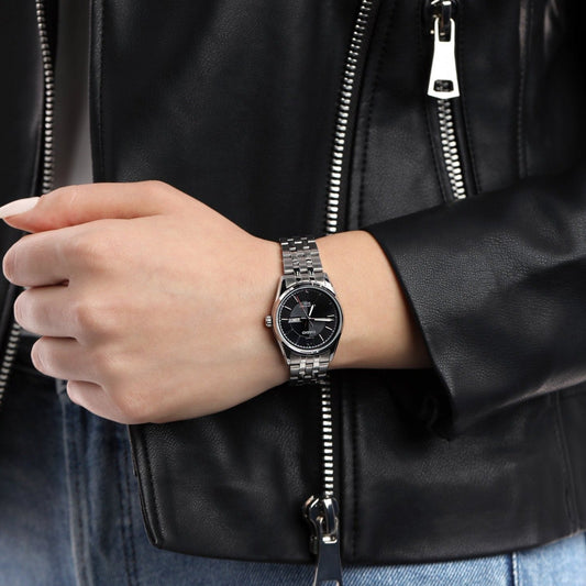 CASIO LTP-1335D-1AVDF ELEGANT TIMEPIECE - SILVER STAINLESS STEEL & BLACK DIAL Women's Watch-i-Watch-2