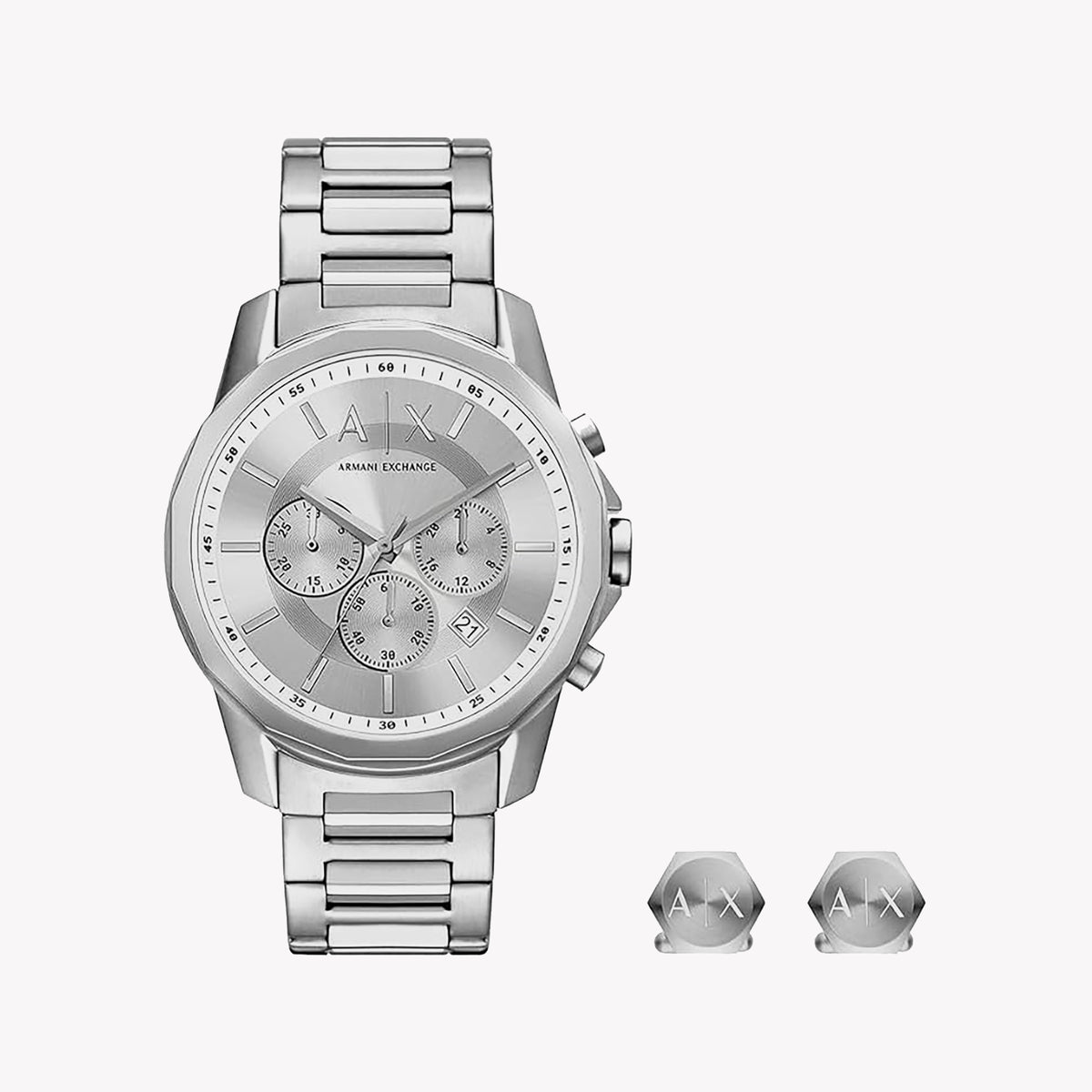 ARMANDI EXCHANGE AX7141SET - BOLD SILVER STAINLESS STEEL MEN'S WATCH FOR MODERN LIFESTYLES