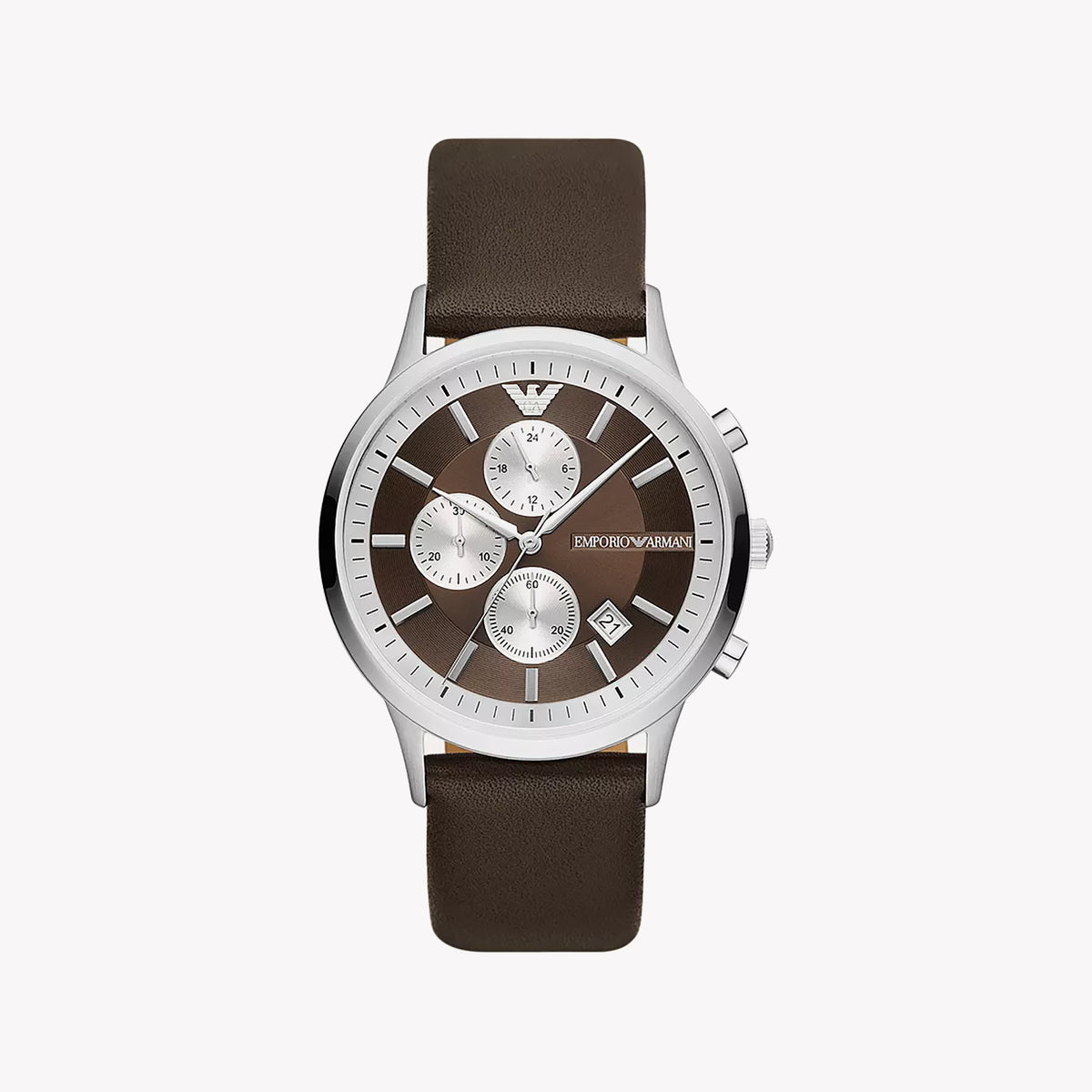 EMPORIO ARMANI AR11490 - MODERN ELEGANCE MEN'S WATCH IN SILVER & BROWN LEATHER