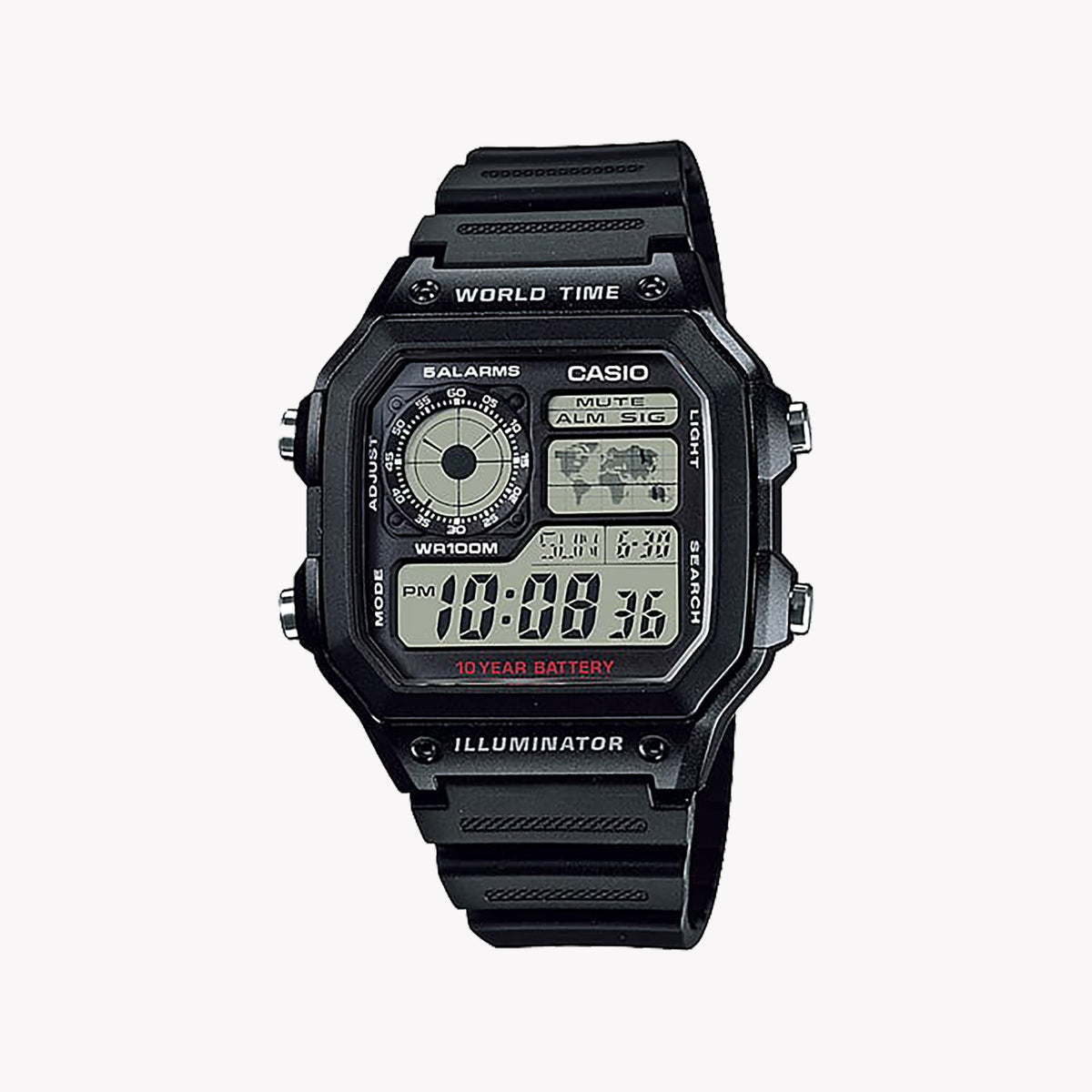 CASIO AE-1200WH-1AVEF - RUGGED ADVENTURE READY DIGITAL WATCH WITH WORLD TIME & WATER RESISTANCE