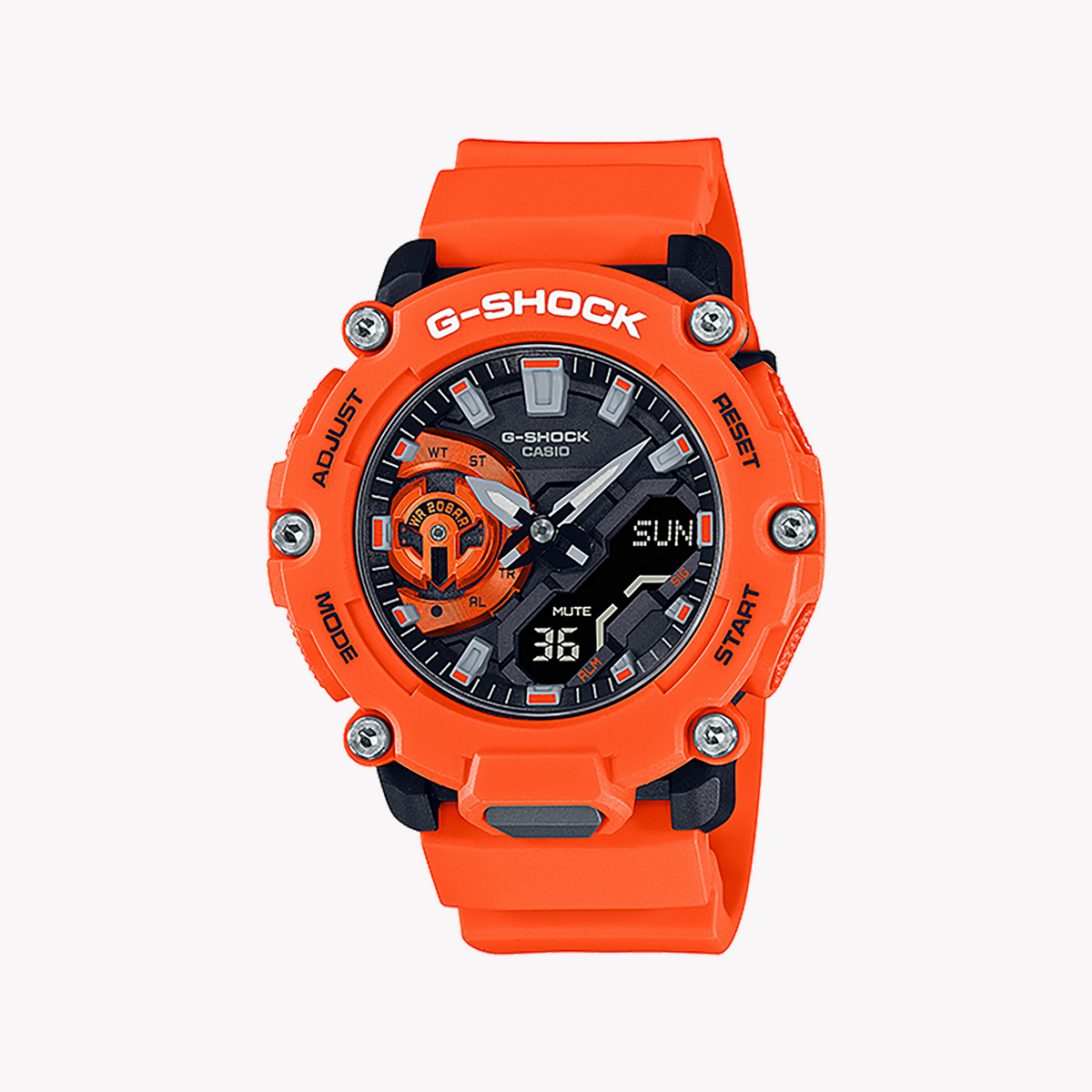 CASIO G-SHOCK GA-2200M-4ADR - BOLD ADVENTURER MEN'S WATCH with Orange Resin Band & Sleek Black Dial