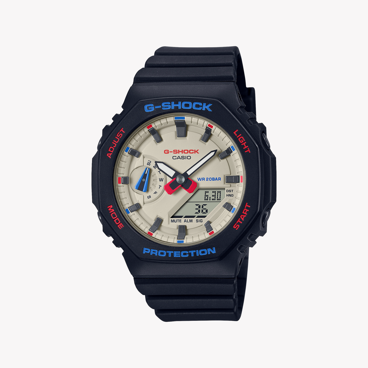 CASIO G-SHOCK GMA-S2100WT-1ADR OAK COMPACT - ELEGANT RESILIENCE SERIES Women's Watch with black resin band and white dial